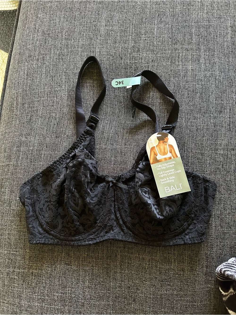 Bali Black Lace Underwire Support Bra